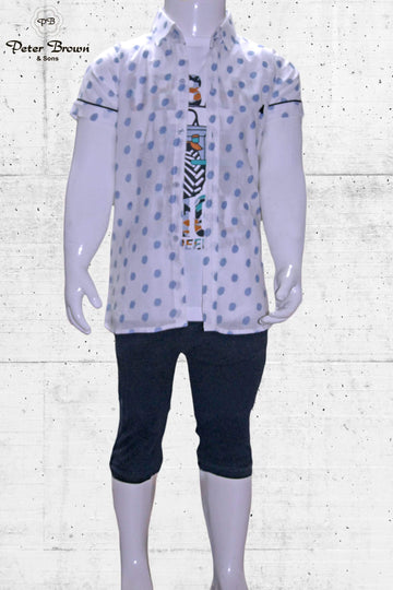 Printed Dots Baba Suit with Short