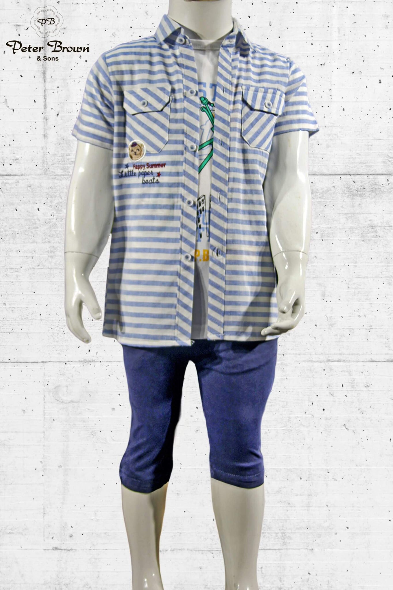 Summer Strip Baba Suit with Short