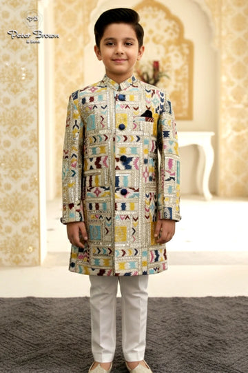 Colorful Embroidery-Boys Sherwani