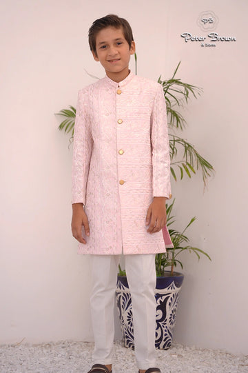 Leaves Embroidery-Boys Sherwani