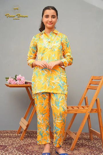 Yellow Printed-Girl Suit