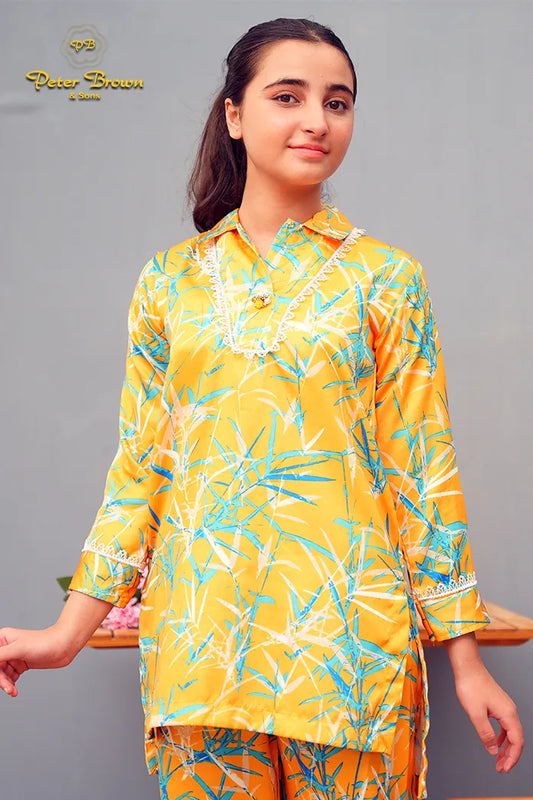 Yellow Printed-Girl Suit
