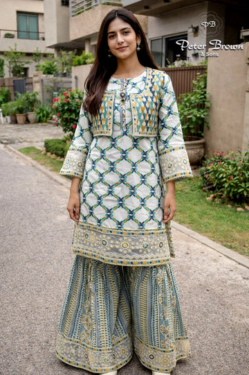 A-Line Koti-Sharrara Girl Suit