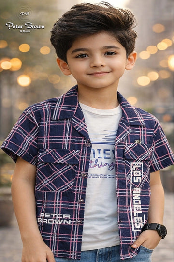 Los Angeles Check-Boys Shirt with Inner