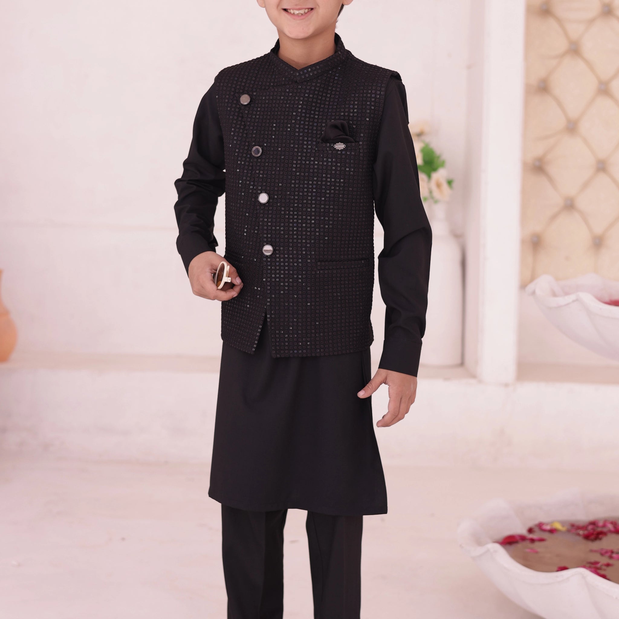 Side Cut-Boys Kameez Shalwar with Vasket