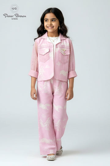 Yellow Flocking-Girl Casual Suit