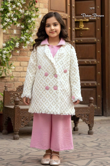 White Fur-Girl Casual Suit