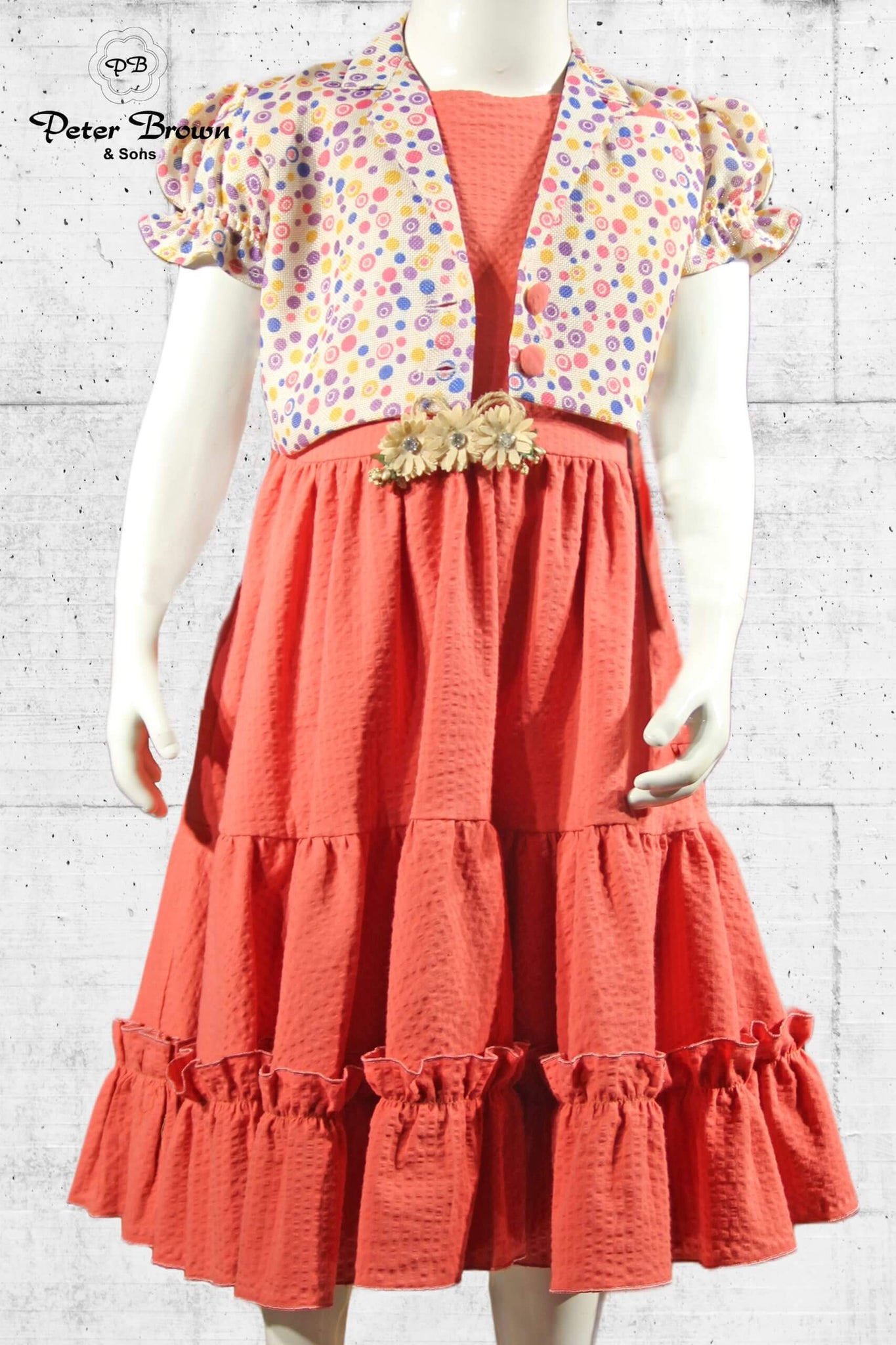Three Flowers Cotton Girl Frock
