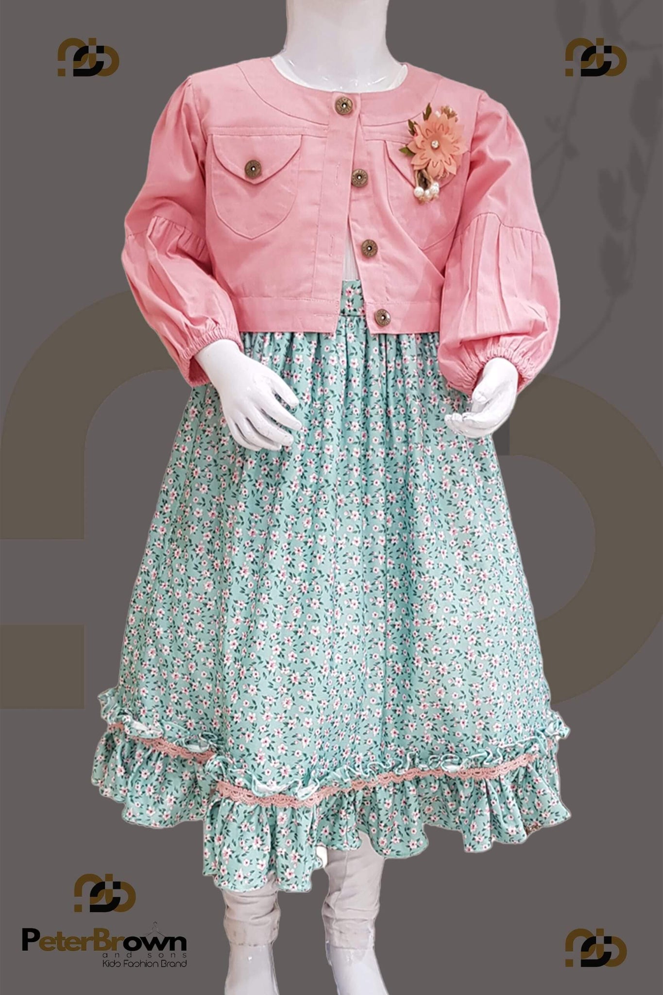 Pink Flower Girl Frock with Vaskit