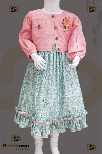 Pink Flower Girl Frock with Vaskit