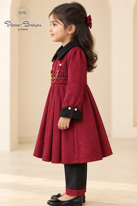 Maroon Two Button-Girl Frock