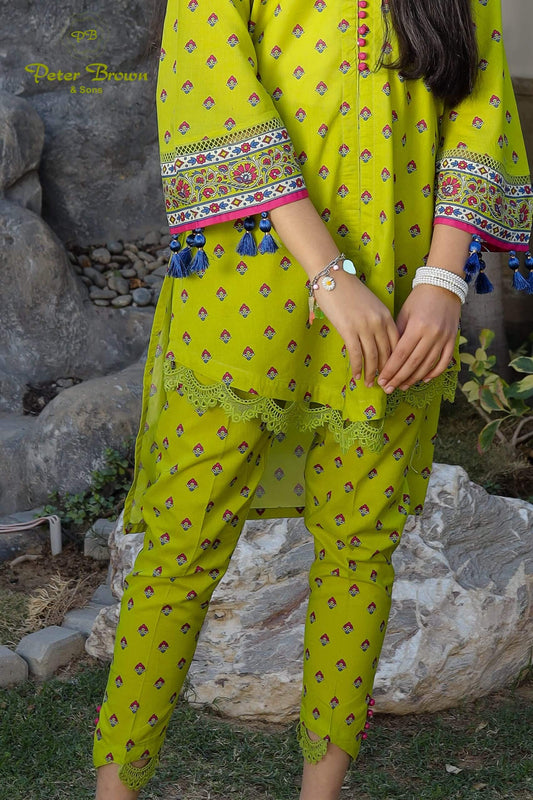 V-Cutt Neck-Cotton Girl Suit