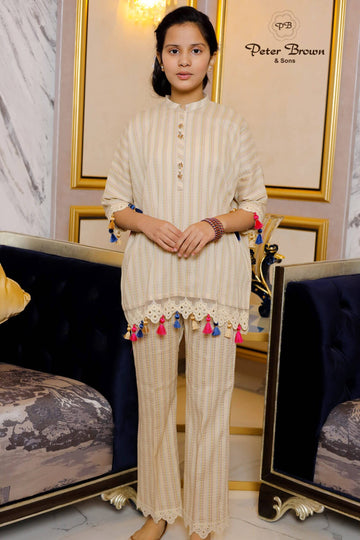 Colorful Jacquard-Cotton Girl Suit