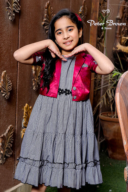 Cotton Silk Girl Frock With Koti