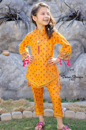 Orange V Front-Baby Girl Suit