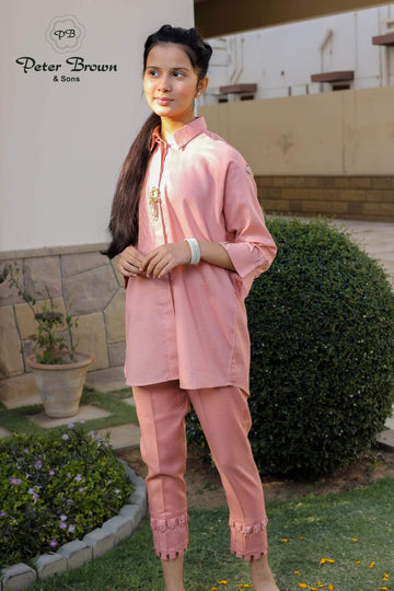 Shirt Colar-Cotton Girl Suit
