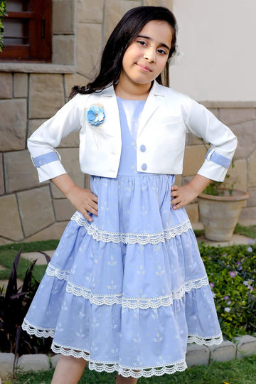 White Waist Coat-Girl Frock